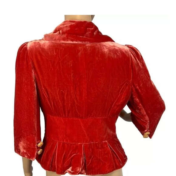 Anthropologie Elevenses Women's Velvet Burnout Dip Dye Jacket Blazer Size 6 - Picture 4 of 16